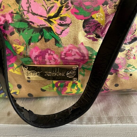 Betsey Johnson Extra Large Tote Bag Gold Floral - Picture 11 of 11